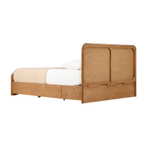 Cama Moderna de Madera Maciza de Teca con Cabecera Acolchada y Base de Almacenamiento Ecológica para Dormitorio Principal, Hotel o Villa - Product Image 6
