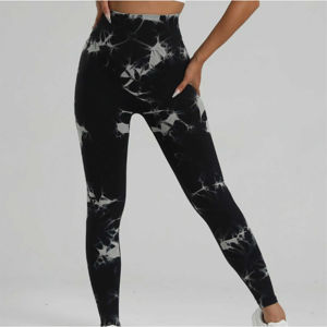 Pantalones de Yoga de Spandex de cintura media para mujer, mallas de entrenamiento de cintura alta para gimnasio y correr con efecto de levantamiento de glúteos, estilo Tie Dye - Product Image 1