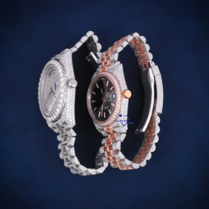 Brillante y elegante Moissanite Diamond Pareja Relojes Totalmente inundados Iced Out Relojes Romántico Regalo de San Valentín - Product Image 4
