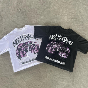 Personalizado Unisex Y2K Dtg Hip Hop Lujo 100% Algodón Oversized Impreso Gráfico Cuello Redondo Loose fit Camiseta para hombres - Product Image 1