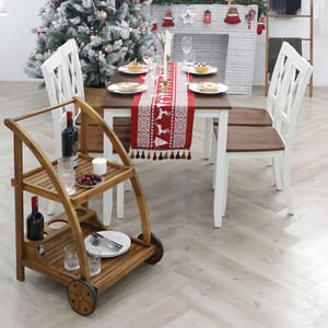 Catalan Serving Trolley With Wheels for Hospitality and Catering, Mobile <b>Wooden</b> Utility <b>Cart</b> With Smooth Rolling Casters - Product Image 2