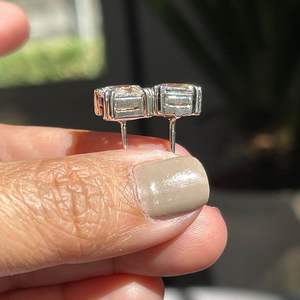 Pendientes de Diamantes Cultivados en Laboratorio con Corte Asscher Brillante, Oro Sólido de 14K, Joyería Personalizada para Ella, Regalo de Aniversario de Bodas, Uso Diario Sencillo - Product Image 3