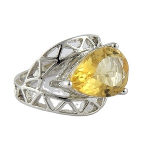 Anillos de plata de ley 925 con citrino amarillo de la princesa Bella, joyería de plata de diseño, joyería de plata hermosa - Product Image 1