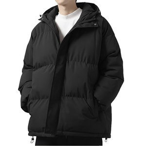 Warm Puffer Jacket Medium Length Soft Padding Trendy Winter Street Outfit - Product Image 1