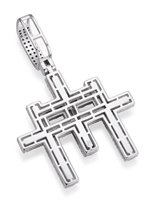 Collar con Colgante de Cruz de Moissanita con Corte Baguette en Dos Tonos, Plata 925, Chapado en Oro Rodio de 14K, Estilo Hip-hop, Religioso Cristiano - Product Image 3