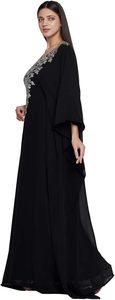 6XL vestido de baile con cuentas de cristal Antiestático de longitud completa Abaya musulmán otoño hasta el suelo manga lentejuelas sólido ecológico - Product Image 3