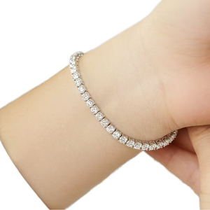Bracelet tennis en diamant de laboratoire de forme ronde 5 carats, 6 pouces, clarté VS, couleur EF, en or blanc 14 carats pour femme, cadeau et soirée - Product Image 1