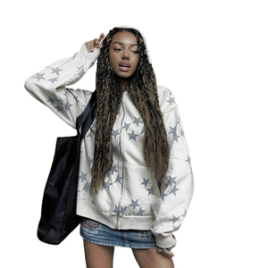 Sudadera con Capucha Vintage con Estampado de Estrella, de Primera Calidad, de Algodón y Felpa, Cómoda, Cálida, Suave, Elegante, Informal, Moderna, Holgada - Product Image 1