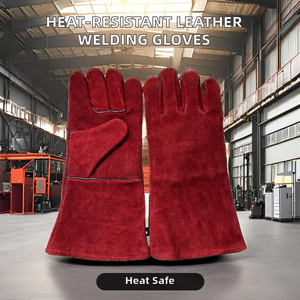 Gants de soudage en cuir résistant à la chaleur, antidérapants, antistatiques, résistants aux déchirures, 11 oz, gants de sécurité ménagers - Product Image 6