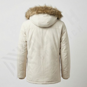 Manteau coupe-vent élégant en fausse fourrure Parka pour homme avec col en fourrure naturelle Capuche Veste d'hiver tendance Vêtement d'extérieur thermique - Product Image 2