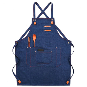 Kitchen Use Custom Water Repellent Cross Back Heavy Duty Adjustable Large Pockets Cotton <b>Canvas</b> <b>Aprons</b> for Men and Women - Product Image 5