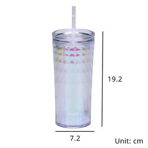 [Holar] Taiwán hizo inastillable reutilizable 16 oz cristalería plástico transparente tablero de ajedrez vaso portátil iridiscente - Product Image 2