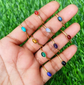 Wholesale Vintage Small Dainty Gold-Plated <b>Brass</b> Wedding <b>Ring</b> for Women Natural Mix Gemstone Bezel Setting Stylish Fashion <b>Ring</b> - Product Image 5