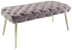 Golden Metal Frame Traditional Design Velvet Upholstery Comforting Bench Furniture <b>Storage</b> Removable Cover for Home Living Room - Product Image 2