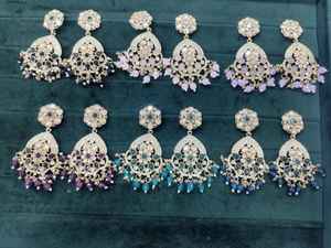 Vente flash Boucles d'oreilles indiennes plaquées or antique avec zircon Boucles d'oreilles pour femmes Bijoux Perles Boucles d'oreilles Bijoux pour femmes - Product Image 2