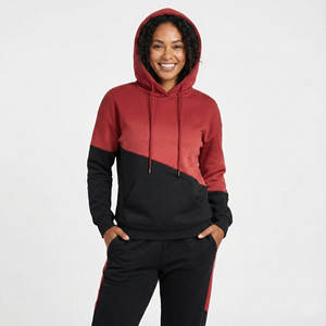 Sudadera con Capucha de Estilo Nuevo para Mujer, Color Block, Algodón Grueso, Felpa, Informal, con Logotipo Personalizado, Hombros Caídos - Product Image 1