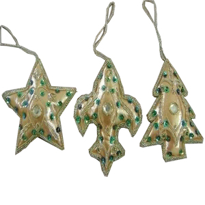High Selling Hand Embroidery Velvet Silk Luxury Solid <b>Star</b> Ball Christmas Tree Ornaments Glitter Holiday Hanging Decorations - Product Image 1