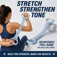 Bandes de résistance réglables en forme de 8 avec double poignée, bande élastique de traction pour exercices du dos, des bras et des épaules
