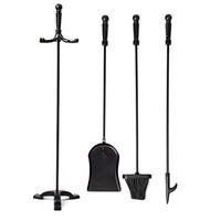 Outils de cheminée noirs de qualité supérieure ensemble d'outils de cheminée en fonte accessoires de feu outils métal fait à la main en laiton fini