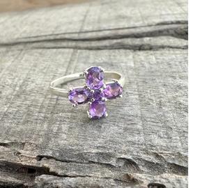 Elegante anillo de amatista genuina Plata de Ley 925 joyería hecha a mano plata sólida estilo bohemio anillo de piedra regalo para ella - Product Image 3