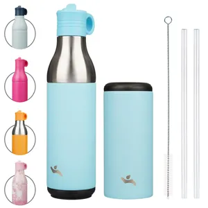 Konokyo Insulated <b>Stainless</b> <b>Steel</b> <b>Water</b> <b>Bottle</b> With Straw, 13 oz - Product Image 1