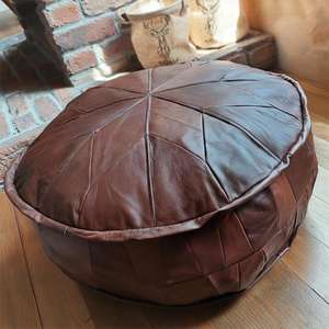 Pouf en cuir marocain fait main, repose-pieds ottoman traditionnel, pouf artisanal, décoration intérieure, siège ottoman bohème pour salon - Product Image 1