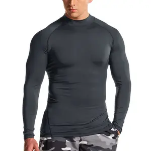 Chemise de Compression chemises de Base pour hommes moulantes deuxième peau impression technique à manches longues hauts de musculation hommes Rash Guard