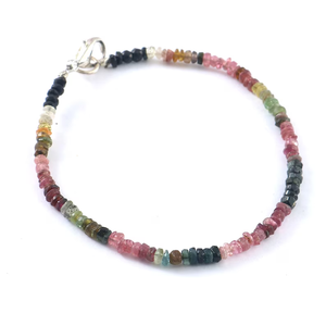 Bracelet multi-tourmaline, perles micro-facettées de 3 mm, bracelet en tourmaline pastèque naturelle, bijoux faits à la main, tendance - Product Image 1