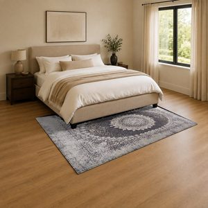 Alfombra de Chenilla Lavable a Máquina, Antideslizante, con Estampado Digital Oriental Tradicional en Gris Carbón, Modelo LXDP-0921 de RUGS DEPOT, Venta al Por Mayor - Product Image 3