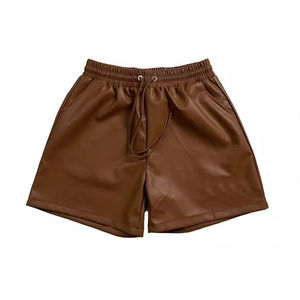 Pantalones cortos de piel auténtica retro americanos personalizados, pantalones cortos informales sueltos logotipo personalizado superventas OEM - Product Image 3