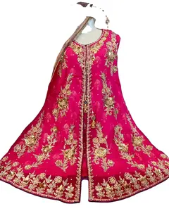 Indian Pakistani Latest chiffon Net Heavy Embroidered Shirt With Heavy Handwork Gharara Hot Selling Dress 2022