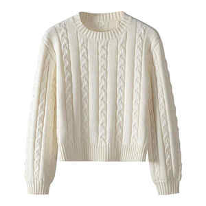 Suéter de Poliéster Holgado Informal de Invierno, Nuevo Modelo 2025, Tejido a Mano, con Logotipo Frontal Sólido para Mujer - Product Image 1