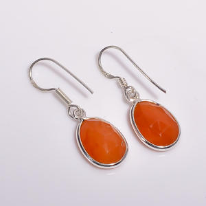 Ruby Gems 925 Pendientes colgantes finos de estilo clásico de plata esterlina con piedras preciosas de cornalina para aniversario unisex 5gm - Product Image 2