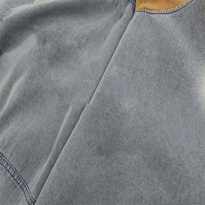 Sweat à capuche zippé pour homme en polyester/coton avec impression numérique délavée à l'acide, coupe oversize régulière à épaules tombantes, motif uni, hiver - Product Image 5