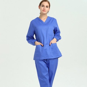 Bouton latéral avant ouverture infirmière uniforme été à manches courtes Salon de beauté femmes soins de la peau deux couleurs travail global - Product Image 2