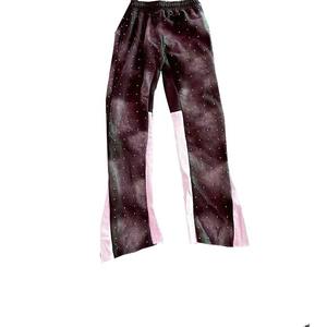 100% algodón Flare Jogger pantalones para hombres ácido lavado Streetwear Rhinestone Bling Baggy Fit personalizado OEM pantalones de chándal al por mayor - Product Image 1