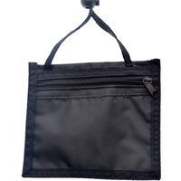 Dompet Leher Nylon dengan Tali Lanyard, Tempat Kartu Identitas & Kartu Perjalanan 4 x 3 dengan Kantong dan Jendela Plastik Transparan Horizontal