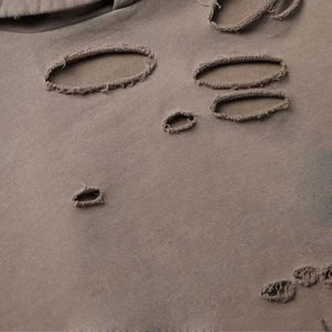 เสื้อฮู้ดดี้สไตล์ดิสเทรส ดีไซน์ใหม่ ผลิตตามสั่ง OEM คุณภาพสูง ผ้าฝ้าย 100% เป็นมิตรกับสิ่งแวดล้อม สวมใส่สบาย ปรับแต่งสี ขนาด และโลโก้ได้ - Product Image 6