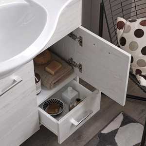 Mobile bagno a terra Koricini Ravenna 105 cm con specchio a parete e luce LED in rovere bianco - Product Image 5
