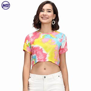 Camiseta corta de mujer ligera con estampado de logotipo personalizado de alta calidad y cuello redondo 2025 - Product Image 5