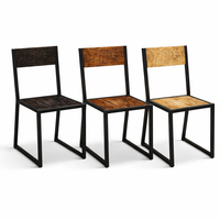 Silla de Comedor Plegable Ecológica de Madera Maciza de Mango |   Estructura Metálica Industrial Negra |   Muebles de Comedor para Apartamentos, Restaurantes/Cafeterías