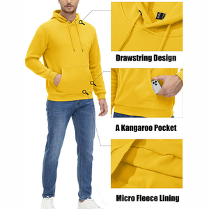 High Quality 100% Cotton Regular Fit <b>Thick</b> <b>Fleece</b> Drop Shoulder Pocket Winter Solid Pullover Hoodies Anti-Pilling Custom Printed - Product Image 6