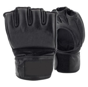 Gants d'entraînement demi-doigts en cuir véritable MMA et Kickboxing unisexe de qualité supérieure avec boucle à crochet réglable et dragonne - Product Image 2