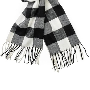 100% <b>Wool</b> Tartan <b>Scarf</b> For Women And <b>Men</b> Custom Winter Stoles <b>Scarf</b> With Long Tassels Solid Jacquard Knitted Cashmere Plaid - Product Image 4