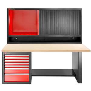 Banco de Trabajo Bajo Facom con 7 Cajones, Mueble de Pared, Encimera de Madera, Armarios para Herramientas - Product Image 1