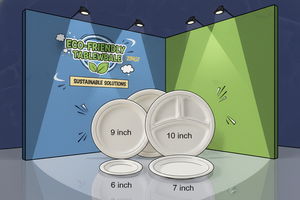 Assiettes jetables écologiques en bagasse de canne à sucre, compostables et biodégradables, vaisselle en pulpe de papier pour la restauration - Product Image 6