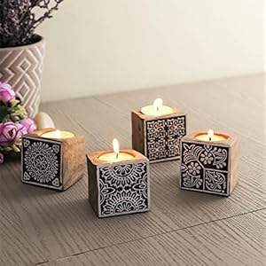 Porte-bougie en bois moderne fait à la main, bois d'acacia naturel, couleur polie, support de bougie, décoration de Noël, décoration de la Saint-Valentin - Product Image 6