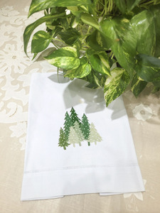 Luxury High Quality White Cotton Guest <b>Towel</b> Custom Embroidered <b>Christmas</b> Tree Tea Napkin Design for Home Hotel Weddings - Product Image 2