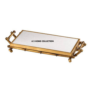 Bandeja de bambú de Metal dorado con forma personalizada de latón brillante de estilo de lujo, decoración del hogar, piezas de lujo para suministros de restaurante - Product Image 1
