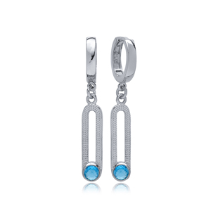 Décembre aigue-marine bleu Zircon pierre de naissance boucles d'oreilles en gros turc 925 bijoux en argent Sterling - Product Image 2